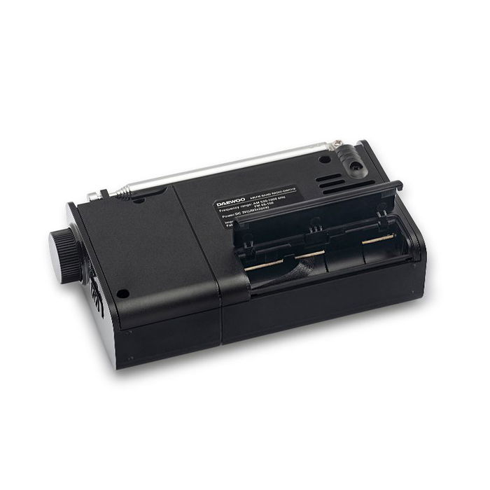 DAEWOO RADIO PORTATIL AM/FM NEGRO CON ALTAVOZ INTEGRADO - INCLUYE AURICULARES