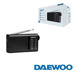 DAEWOO RADIO PORTATIL AM/FM NEGRO CON ALTAVOZ INTEGRADO - INCLUYE AURICULARES
