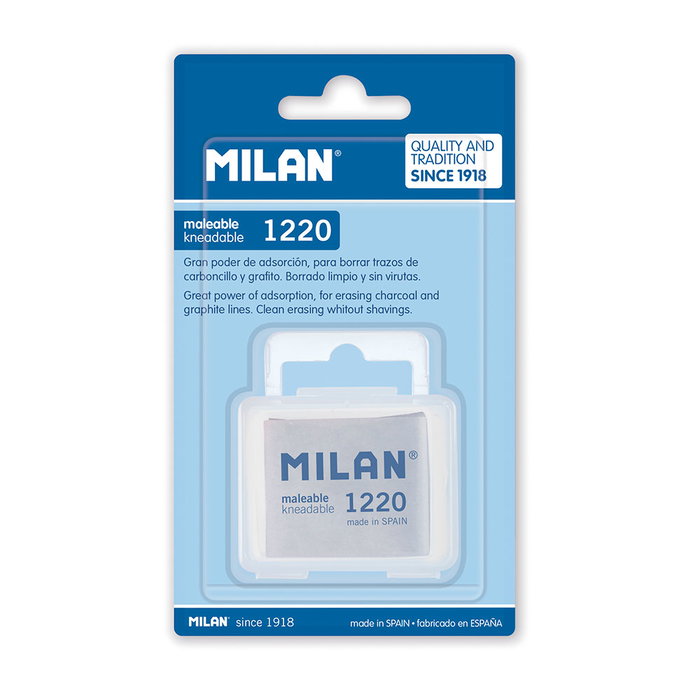 Milán Goma de borrar maleable 1220 en blíster para carboncillo y pastel