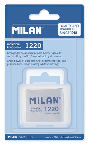 Milán Goma de borrar maleable 1220 en blíster para carboncillo y pastel