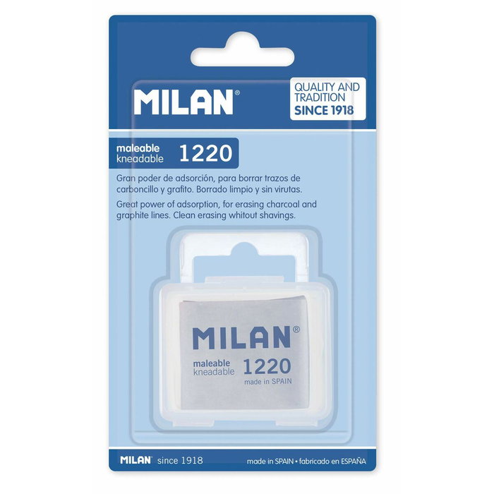 Milán Goma de borrar maleable 1220 en blíster para carboncillo y pastel