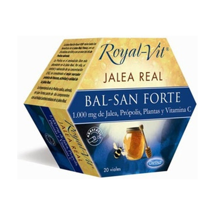 Dietisa Royal-Vit Bal-San Forte Jalea Real con Própolis, Vitamina C, Llantén y Eucalipto - 20 Viales Dietisa Royal-Vit Bal-San Forte Jalea Real con Própolis, Vitamina C, Llantén y Eucalipto - 20 Viales