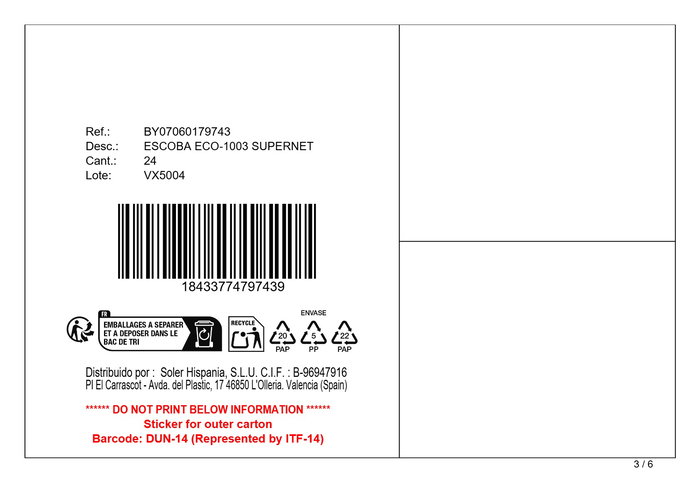Inde Escoba Eco-1003 Supernet - Dimensiones: 9 cm de ancho x 11.2 cm de alto x 33.4 cm de largo - Peso: 7.26 kg (24 Unidades)