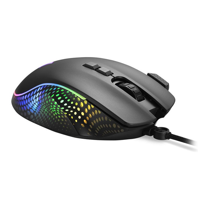 Sharkoon SHARK Force 3 Ratón Gaming Óptico, 12800 DPI, 8 Botones, Cable Trenzado 1.8m, Negro, para Mano Derecha, Ref SHARK Force 3