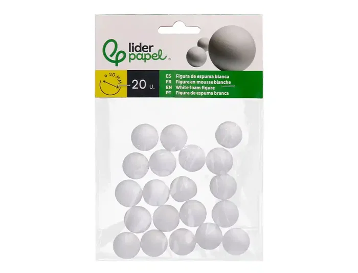 Liderpapel Bolas de Espuma Blanca 2 cm Bolsa 20 Unidades para Manualidades Liderpapel Bolas de Espuma Blanca 2 cm Bolsa 20 Unidades para Manualidades
