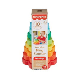 Mattel Pirámide de Madera con Aros Apilables Fisher-Price para Bebés a Partir de 6 Meses