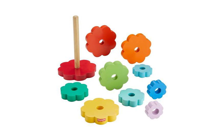 Mattel Pirámide de Madera con Aros Apilables Fisher-Price para Bebés a Partir de 6 Meses