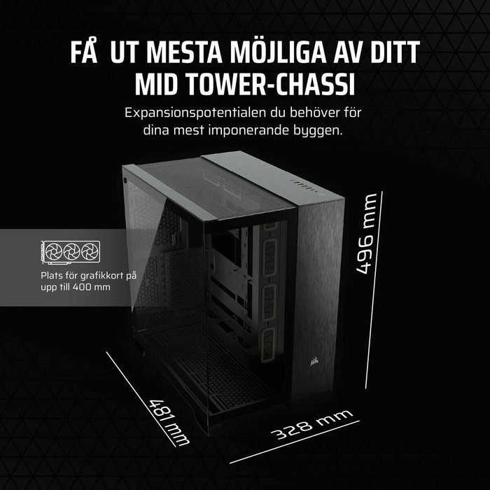 Corsair CC-9011283-WW Caja PC de torre media 6500X, aluminio negro/obsidiana