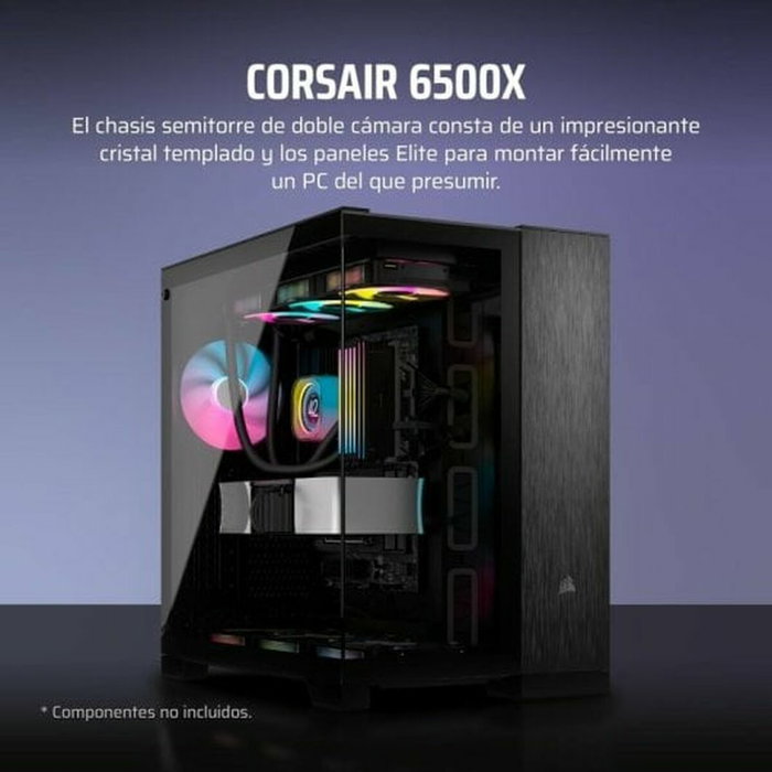 Corsair CC-9011283-WW Caja PC de torre media 6500X, aluminio negro/obsidiana