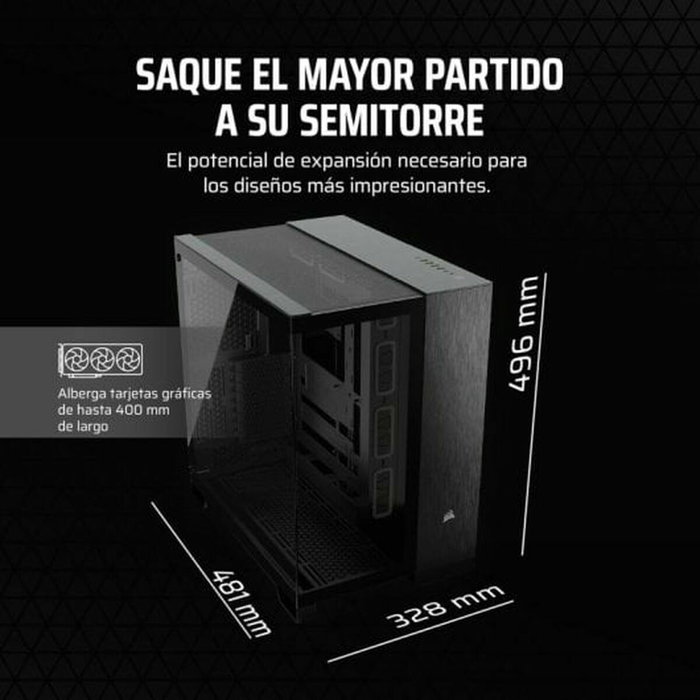 Corsair CC-9011283-WW Caja PC de torre media 6500X, aluminio negro/obsidiana