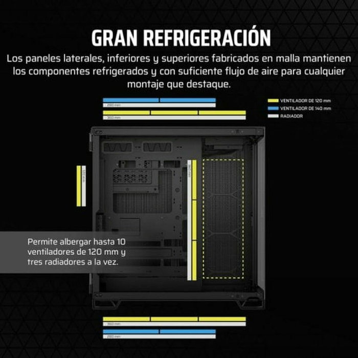 Corsair CC-9011283-WW Caja PC de torre media 6500X, aluminio negro/obsidiana