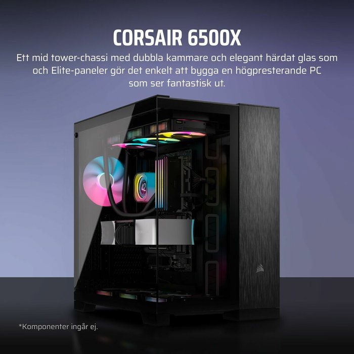 Corsair CC-9011283-WW Caja PC de torre media 6500X, aluminio negro/obsidiana