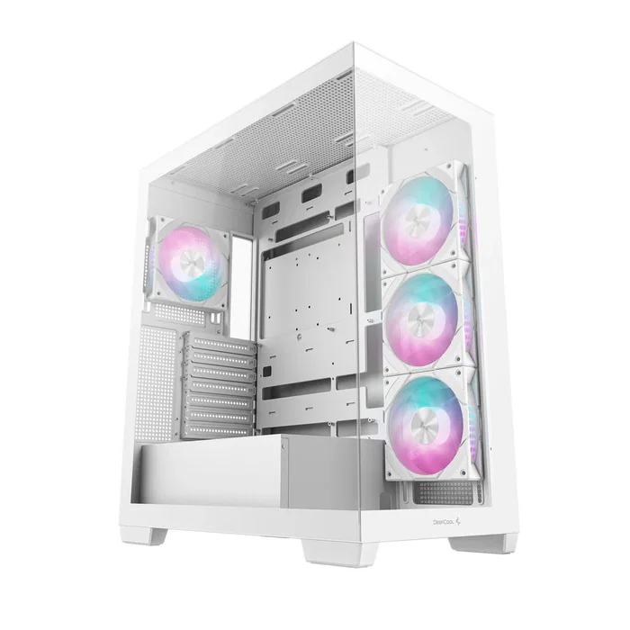 DeepCool CG580 4F WH Mid Tower - Caja para PC Gaming con Panel de Vidrio Templado, Blanco, Compatible ATX/micro-ATX/ITX, Incluye 4 Ventiladores ARGB de 120mm