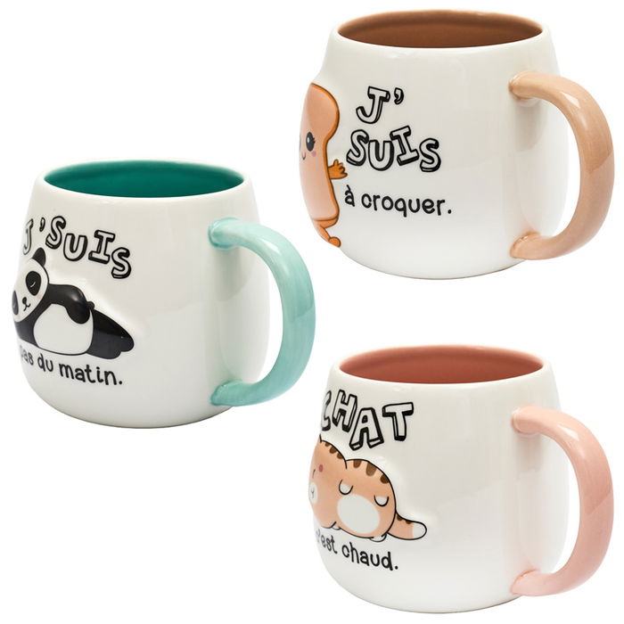 The Concept Factory Taza Relieve Kawaii 400 Ml Modelos Surtidos Tostada Panda Gato