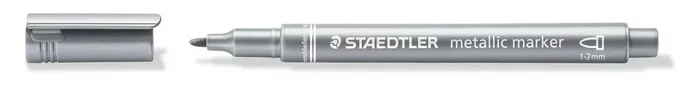 Staedtler 8323-81 Rotulador Plata, Punta Redonda, Trazo 1-2 mm, 1 Unidad - Marcador Metálico Staedtler