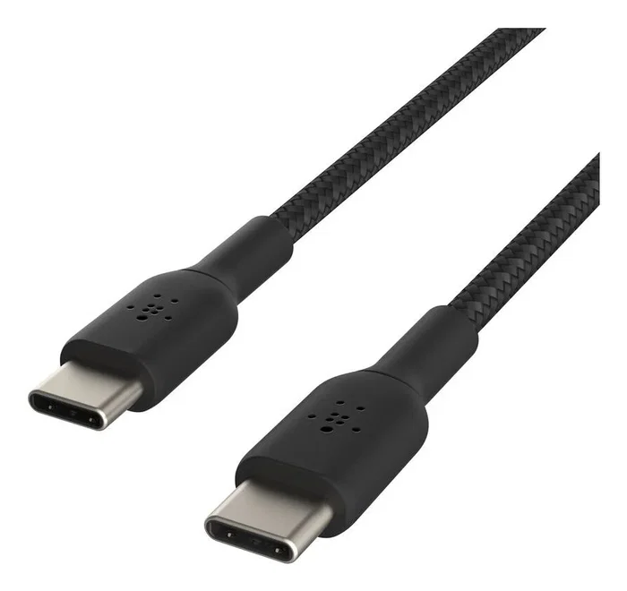 Belkin BoostCharge Cable USB-C a USB-C 2.0 con Power Delivery de 60W, 0.15 m, Trenzado de Nylon, Negro