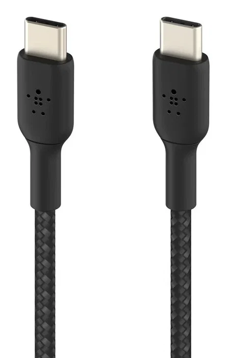 Belkin BoostCharge Cable USB-C a USB-C 2.0 con Power Delivery de 60W, 0.15 m, Trenzado de Nylon, Negro
