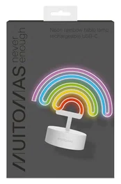 Muitomas Lámpara de Mesa Neón Rainbow USB Tipo C Blanco