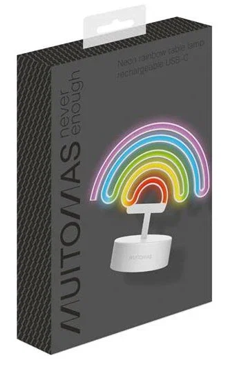 Muitomas Lámpara de Mesa Neón Rainbow USB Tipo C Blanco