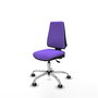 Silla de oficina Elche con mecanismo Asincro tapizada con Tela color Lila. Equipada con Base cromada, Sin brazos y Ruedas 65 mm parqué