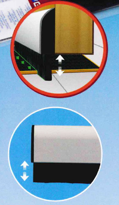GEKO Burlete adhesivo bajo puerta aluminio flex cepillo 1m x 42mm nogal