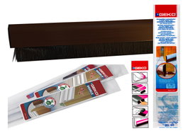 GEKO Burlete adhesivo bajo puerta aluminio flex cepillo 1m x 42mm nogal