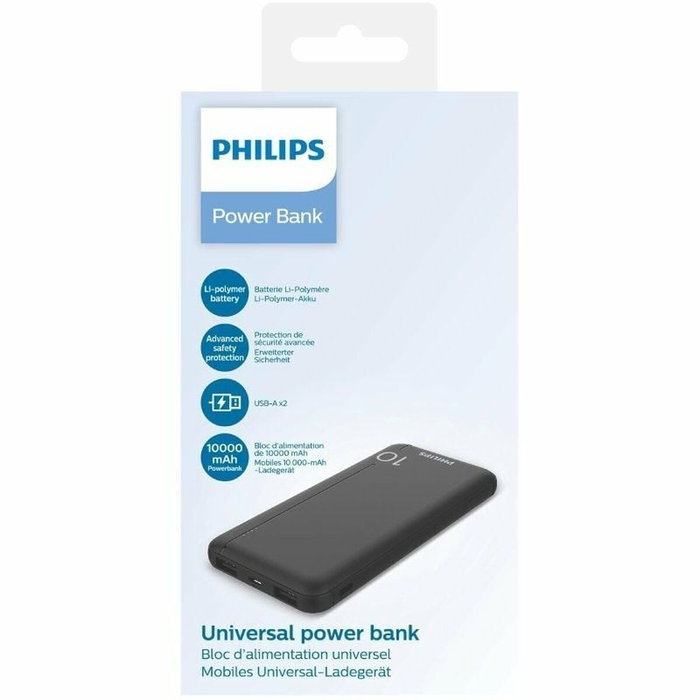 Philips Powerbank Slim 10000mAh Negro con Doble USB Philips Powerbank Slim 10000mAh Negro con Doble USB