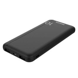 Philips Power Bank 10000 mAh - Batería Externa Portátil, Carga Rápida con 2 Puertos USB para Móvil, Tablet y Más