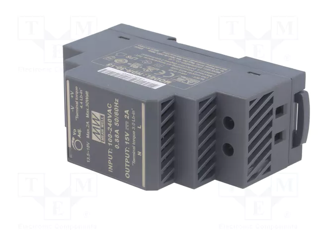 MEAN WELL HDR-30-15 Alimentador de impulso 30W 15VDC