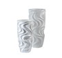 DKD Home Decor Macetero de Fibra de Vidrio Ondas Lacado Blanco 35x35x71 cm
