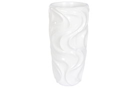 DKD Home Decor Macetero de Fibra de Vidrio Ondas Lacado Blanco 35x35x71 cm