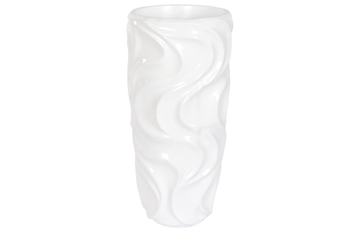 DKD Home Decor Macetero de Fibra de Vidrio Ondas Lacado Blanco 35x35x71 cm DKD Home Decor Macetero de Fibra de Vidrio Ondas Lacado Blanco 35x35x71 cm