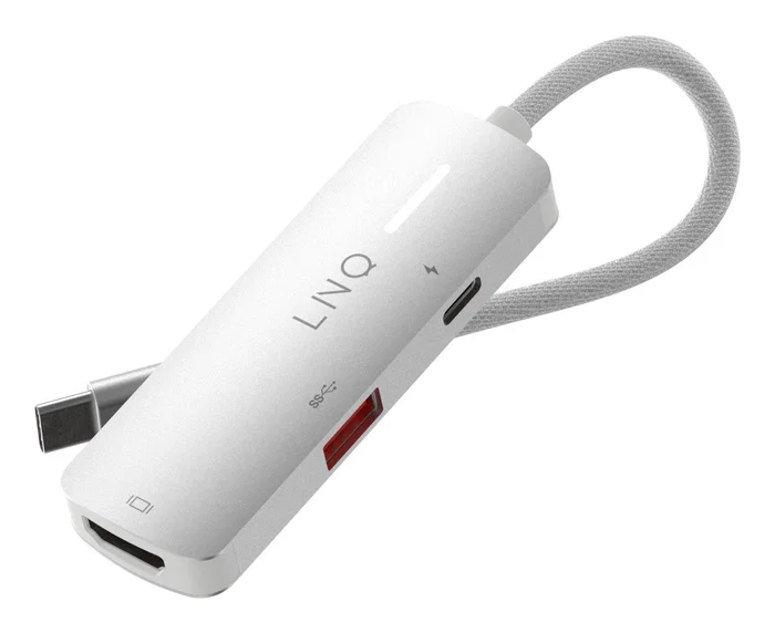 LINQ LQ49031 Adaptador Hub USB-C 3 en 1 con HDMI 2.0 4K/60Hz, USB-C PD 140W Carga Rápida y Puerto USB-A 3.2 5Gbps - Color Gris y Blanco LINQ LQ49031 Adaptador Hub USB-C 3 en 1 con HDMI 2.0 4K/60Hz, USB-C PD 140W Carga Rápida y Puerto USB-A 3.2 5Gbps - Color Gris y Blanco