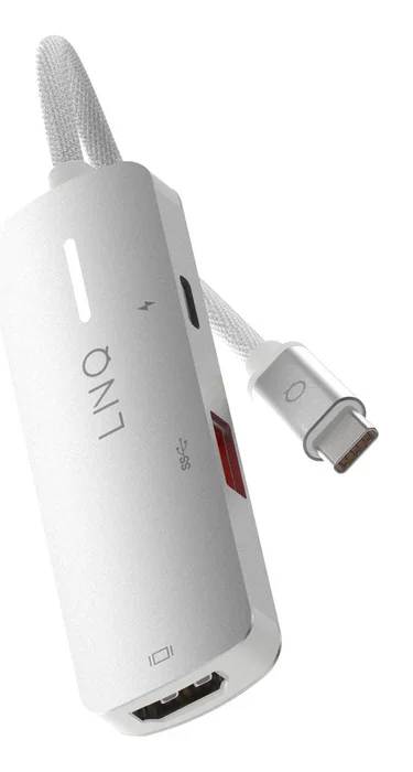 LINQ LQ49031 Adaptador Hub USB-C 3 en 1 con HDMI 2.0 4K/60Hz, USB-C PD 140W Carga Rápida y Puerto USB-A 3.2 5Gbps - Color Gris y Blanco LINQ LQ49031 Adaptador Hub USB-C 3 en 1 con HDMI 2.0 4K/60Hz, USB-C PD 140W Carga Rápida y Puerto USB-A 3.2 5Gbps - Color Gris y Blanco