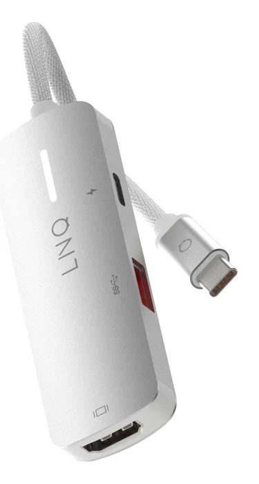 LINQ LQ49031 Adaptador Hub USB-C 3 en 1 con HDMI 2.0 4K/60Hz, USB-C PD 140W Carga Rápida y Puerto USB-A 3.2 5Gbps - Color Gris y Blanco LINQ LQ49031 Adaptador Hub USB-C 3 en 1 con HDMI 2.0 4K/60Hz, USB-C PD 140W Carga Rápida y Puerto USB-A 3.2 5Gbps - Color Gris y Blanco