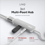 Linq Adaptador USB-C 3 puertos: 1x USB 3.2, 1x HDMI, 1x USB-C PD 140W - Gris