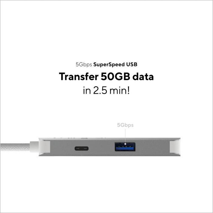 Linq Adaptador USB-C 3 puertos: 1x USB 3.2, 1x HDMI, 1x USB-C PD 140W - Gris Linq Adaptador USB-C 3 puertos: 1x USB 3.2, 1x HDMI, 1x USB-C PD 140W - Gris