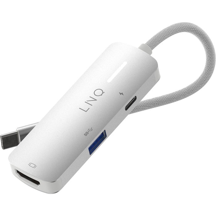 Linq Adaptador USB-C 3 puertos: 1x USB 3.2, 1x HDMI, 1x USB-C PD 140W - Gris Linq Adaptador USB-C 3 puertos: 1x USB 3.2, 1x HDMI, 1x USB-C PD 140W - Gris