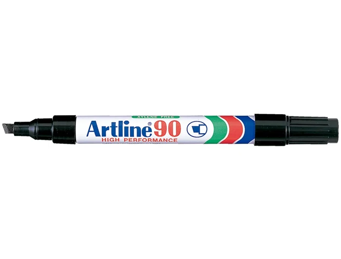 Rotulador Artline Marcador Permanente Ek-90 Negro Punta Biselada 5 mm Papel Metal Y Cristal 12 unidades