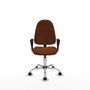 Silla de oficina Algarra con mecanismo Contacto permanente básico tapizada con Similpiel color Marrón. Equipada con Base cromada, Brazos fijos y Ruedas de nailon 50 mm