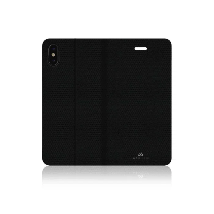 Hama 180700 Funda Folio Negra para Apple iPhone XS/X, 14.7 cm (5.8"), Poliuretano, con Soporte y Bolsillo para Tarjetas - BKFB0003