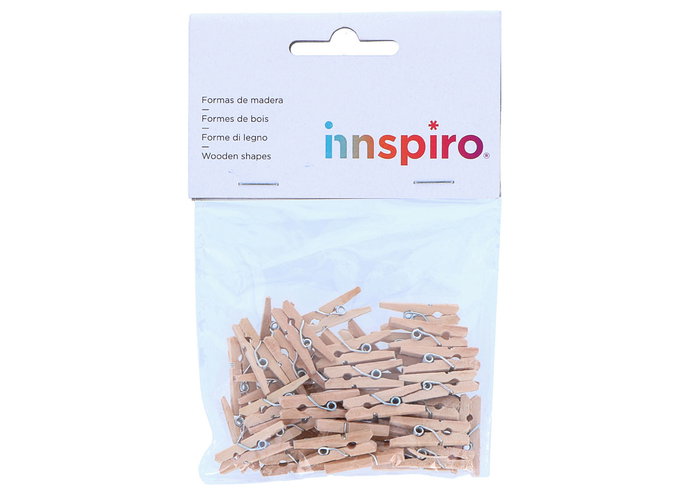 Innspiro Pinzas madera mini natural 25x3mm 45u. Innspiro Pinzas madera mini natural 25x3mm 45u.