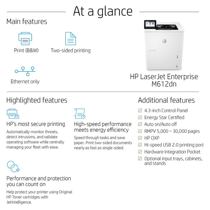 HP LaserJet Enterprise M612dn Blanco