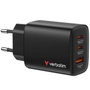 Verbatim Essentials GaN Charger 65W 2xUSB-C 1xUSB-A Negro