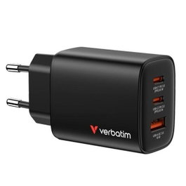Verbatim Essentials GaN Charger 65W 2xUSB-C 1xUSB-A Negro