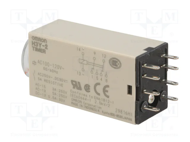 OMRON H3Y Relé de tiempo DPDT 100-120VAC 1s-30min