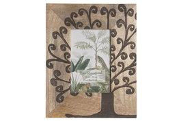 DKD Home Decor Marco de Fotos 10x15 Cottage Marrón Mango y Cristal con Árbol de la Vida 2 Unidades 20.5 x 1.5 x 25.5 cm