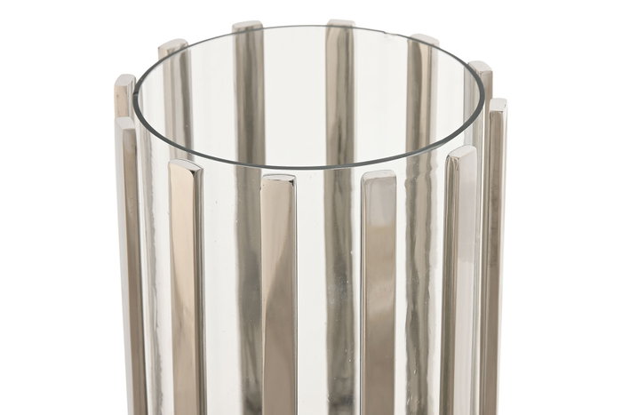DKD Home Decor Portavelas de Acero y Cristal Cromado Plateado