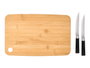 Kinvara Tabla de Cortar de Bambú con 2 Cuchillos Incluidos, Dimensiones 41.5x24 cm, Grosor 2.8 cm, Material Bambú, Color Natural (Set de 8)