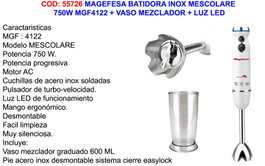 MAGEFESA Finstock MGF4122 Batidora de mano de acero inoxidable con vaso 750W